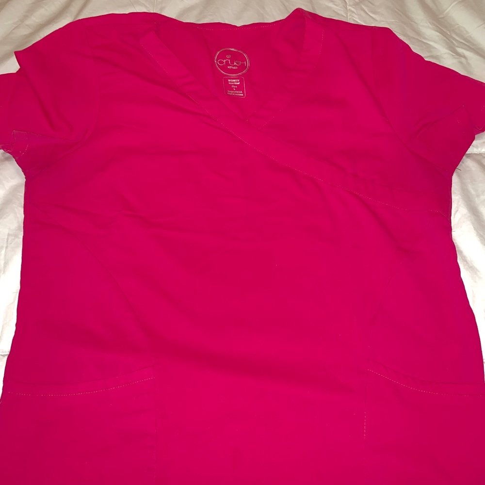 Crush Scrubs Hot Pink top Large